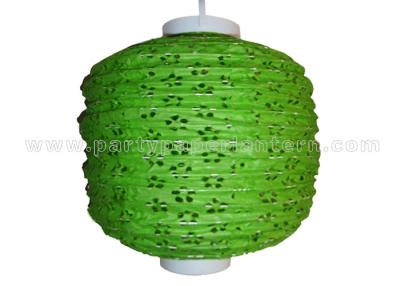 China 100% Handmade Eyelet Paper Lanterns wedding decorations Green silver white Color for sale