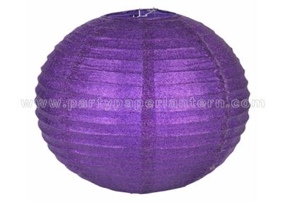 China Pretty Single Color Purple / Silver Round  Glitter Paper Lanterns Personalized For Festival for sale