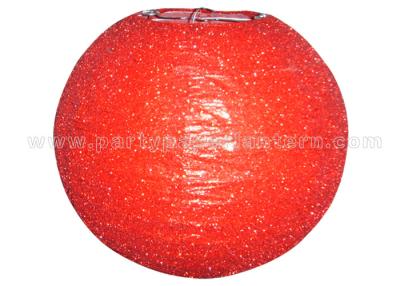 China Various Colors Round Glitter Paper Lanterns , Red And Gray Paper Lanterns for sale