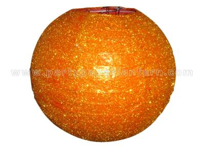 China Orange Glitter Round Paper Lanterns , Lighted Paper Lanterns For Weddings , Parties for sale