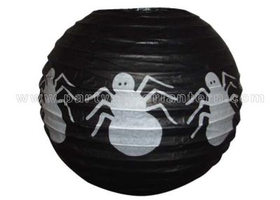 China Spider Patterned Printed Round Paper Lanterns for sale