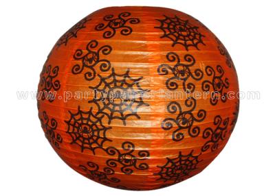 China Spider Web Patterned Printed Round Paper Lanterns For Party , Halloween Decoration Entertaining for sale