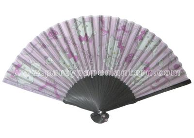 China Cartoon Style Printed Japanese Hand Held Fans WITH 6” 7” 8” 9” Length OR Customized for sale