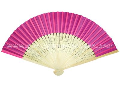 China Single Color Printed Hand Held Pink Paper Fans for Weddings , Birthday Celebrations for sale