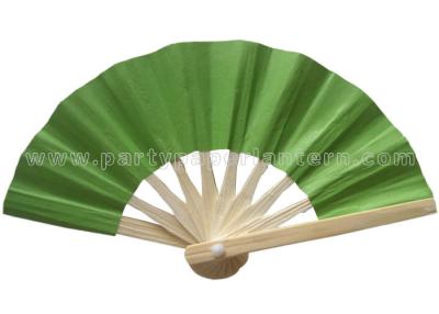 China Personalized Single Color Printed Bamboo Green Paper Fans For Decorating for sale