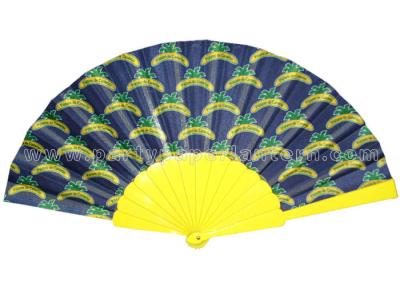 Chine Fan de main imprimée de coutume/jaune, noir, fan rustique blanche de mariage à vendre