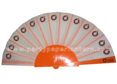 China Logo Design Printed Fabric Hand Fan For Weddings , Birthday Celebrations for sale