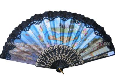 China Costom Printed Lace Hand Fans for Wedding with Scenic Spot  Design for sale