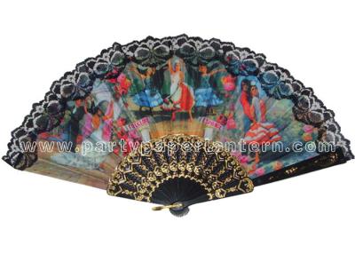 China Spainish Style Design Printed Lace Hand Fans For Promotion , Gift , Souvenirs Special for sale