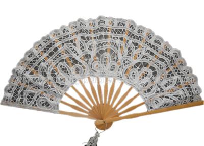 China Personalized Cotton Lace Hand Fans Lace Wedding Fans Custom Printed for sale