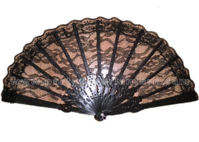 China Elegant Black Lace Hand Fans for sale