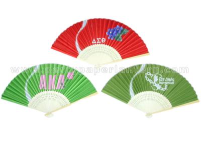 China Red Yellow Green Brisk Style Printed Japanese Hand Held Fans For weddings , party for sale