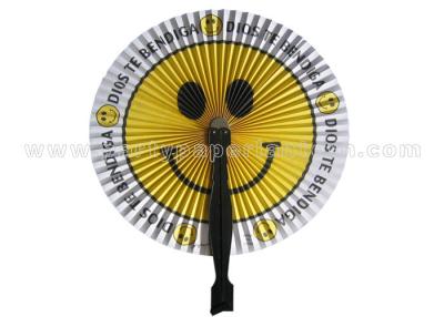 China Smiling Face Printed Accordion circle paper fans for reception , banquet , picnic for sale