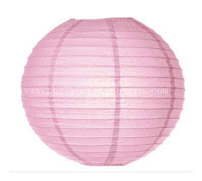 China Round 6 Inch Light Pink Paper Lanterns Expanding With A Metal Frame For Party for sale