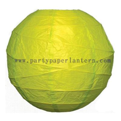 China 8 Inch Chartreuse green Round Free style Ribbed Party Paper Lantern Decoration for sale