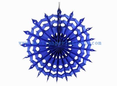 China Artificial 12 Inch Blue , Turquoise Paper Fans Decorations For Restaurant for sale