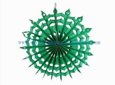 China 12 Inch Green , Orange Paper Fan Backdrop For Store Decoration , Tissue Hanging Fans for sale