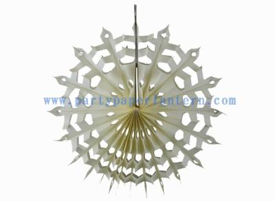 China Handcrafted 12 Inch Ivory , White Hanging Paper Fans For Wedding Decoration for sale