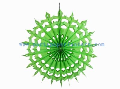 China Folded 12 Inch Lime , Yellow / Lime Hanging Paper Fans For Spring Parties Decoration for sale