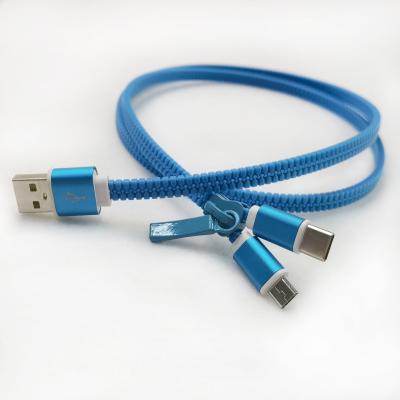 China Android Quality Manufacturer Portable Custom Fast Charging Zipper Data Cable Line With Low Price for sale