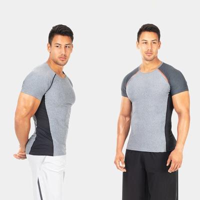 China Sports Fitness Stitching Round Neckstretch And Quick-dry Sweating Men's Workout Plus Size T-Shirts for sale