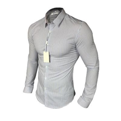 China Vertical Striped/Micro-Elasticity/Lapel/Muscular Men's Casual Striped Thin Sports Shirt Breathable Quick-Dry Striped Slim/Breathable Cotton for sale