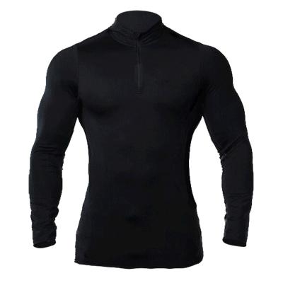 China Attractive Zipper Style Mercerized Cotton Quick-Dry Sports Tights Men's Long Sleeve Workout Clothes for sale