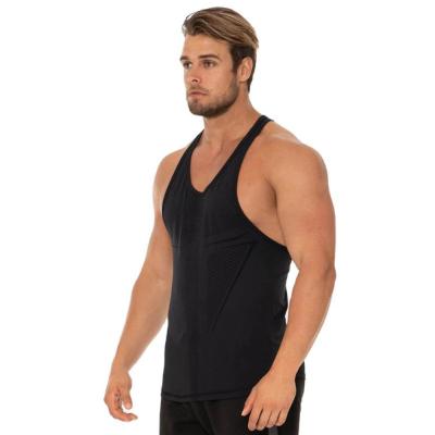 China Custom Logo Garment Slim Elastic Training QUICK DRY and Fitness Jogging Men's Muscle Wear Vest for sale