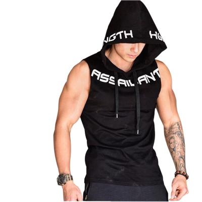 China Hooded/Extended/Breathable/Moisture Absorb Hooded Stretch Muscle Men Sweat Wicking Breathable Fitness Sports Sleeveless Vest for sale