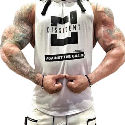 China Hooded/Stretch/Breathable/Absorb To Sweat Fashion Comfortable Hooded Print Muscle Men's Sleeveless Vest Fitness Sports Vest for sale