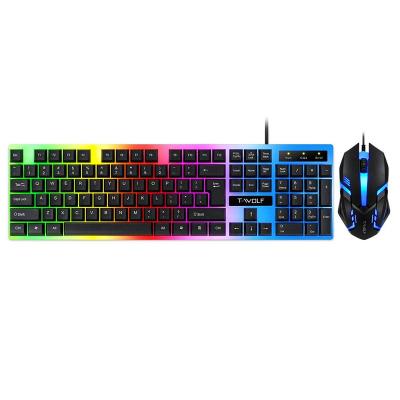 China New TWOLF TF230 Waterproof Keyboard Rainbow RGB Game Wholesale Wired Keyboard Mouse Combo For Computer for sale