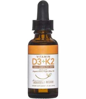 China Private Label Health Food Non GMO Vitamin D3 With Liquid K2 Drops Support Bones Immune System And Energy for sale