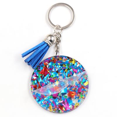 China Hyperbola KHS001KH1076 1piece 50mm Coloful Blank Acrylic Key Chain With Tassel Monogram Custom Circle Around Acrylic Key Chain for sale