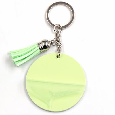 China KHS011KH1075 (1piece) 50mm Hyperbola Avocado Blank Acrylic Key Chain With Tassel Monogram Custom Circle Around Acrylic Key Chain for sale