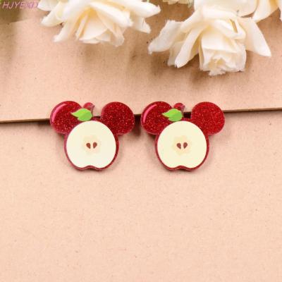 China Assecciores PRS005PR1121 (10pcs/lot) Women's Strawberry Apple Mouse Head For Earrings Sparkle Acrylic Fruit Jewelry Making Accessories for sale