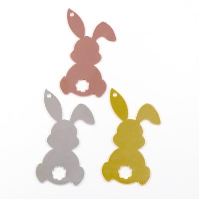 China Eco-Friendly Acrylic (Set of 2) 101mm Easter Ornaments Holiday Decorations Family Gifts Laser Cut Acrylic Gold Mirror Rabbit Tags for sale