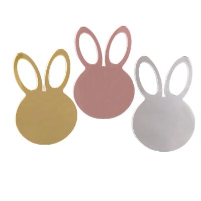 China Laser Cut Acrylic (Set 2) 101mm Easter Ornaments Holiday Decorations Family Name Gifts Laser Cut Acrylic Gold Mirror Rabbit Head Tags for sale