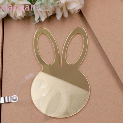 China Laser Cut Acrylic (Set 2) Easter Ornaments Holiday Decorations Family Name Gifts Laser Cut Acrylic Gold Mirror Rabbit Head Tags for sale