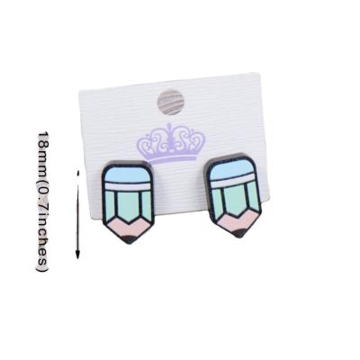 China ERS401ER1095 (1pair) 18mm Cute Acrylic Pencil Stud Earrings Laser Cut Cute Pastel Glitter Acrylic Earrings for sale