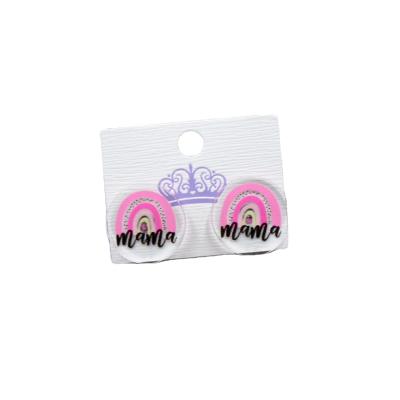 China ERS086ER1056 (1pair) Cute Clear White Glitter Rainbow Acrylic Earrings Cute Mom Stud Earrings Mom Earrings for sale