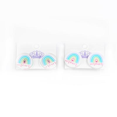 China ERS124ER1046 (1pair) Cute Clear White Glitter Rainbow Acrylic Earrings Cute Mom Stud Earrings Mom Earrings for sale