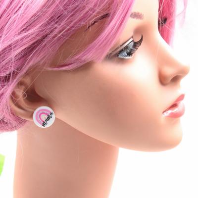 China ERS087ER1057 (1pair) Cute Clear White Glitter Rainbow Acrylic Earrings Cute Mom Stud Earrings Mom Earrings for sale