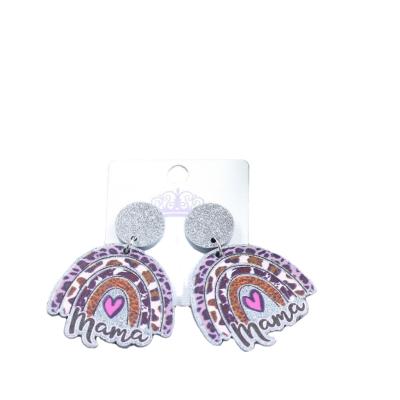 China TRENDY MOM Gift Glitter Acrylic Earrings Mom Mother's Day Heart Earrings Dangle Earring Rainbow ERS033ER1032 Acrlylic for sale