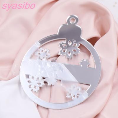 China CHA066CH1185 -5inches Height Clear Acrylic White Rose Gold Mirror Christmas Tree Acrylic Bauble Tags Hanging Bauble for sale