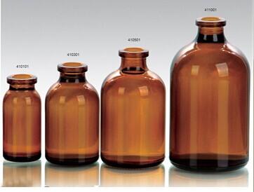 China Amber Glass Bottles 50ml Clear moulded injuction vials for antibiotics for sale