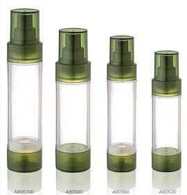 China Empty Green Airless Pump Bottle 15ml 20ml 30ml Plastic Transparent Lotion Acrylic Bottles for sale