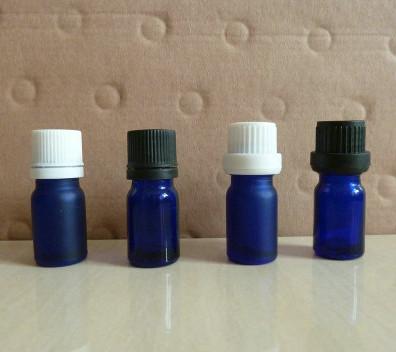 China 5ml Blue frosting essential oil glass bottles, blue glass vials with anti-theft caps for sale