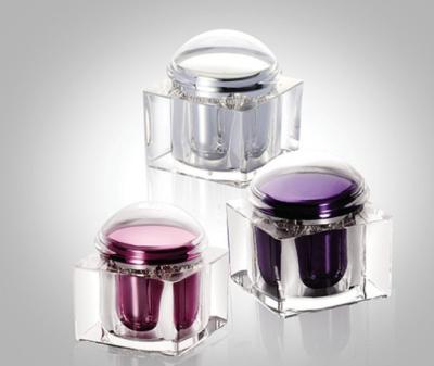 China 200g Fashionable Square Acrylic Cream Jars With Dome Cap, Square Acrylic Mask Cream Jars for sale