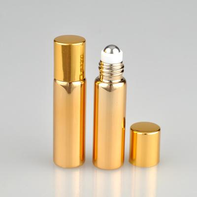 China 5ml Mini UV glass empty  roll on bottle with aluminium cap for cosmetics essential oil perfume package for sale