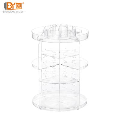 China Wheat Modern Eco-Friendly 360 Rotating Straw Plastic PS 360 Rotating Organizer Adjustable Cosmetic Holder For Bedroom Dresser for sale